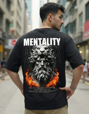 Mentality Lion Warrior Graphic Oversized T-Shirt